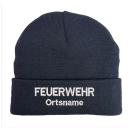 Strickmütze gefüttert mit FEUERWEHR und Ortsnamen bestickt